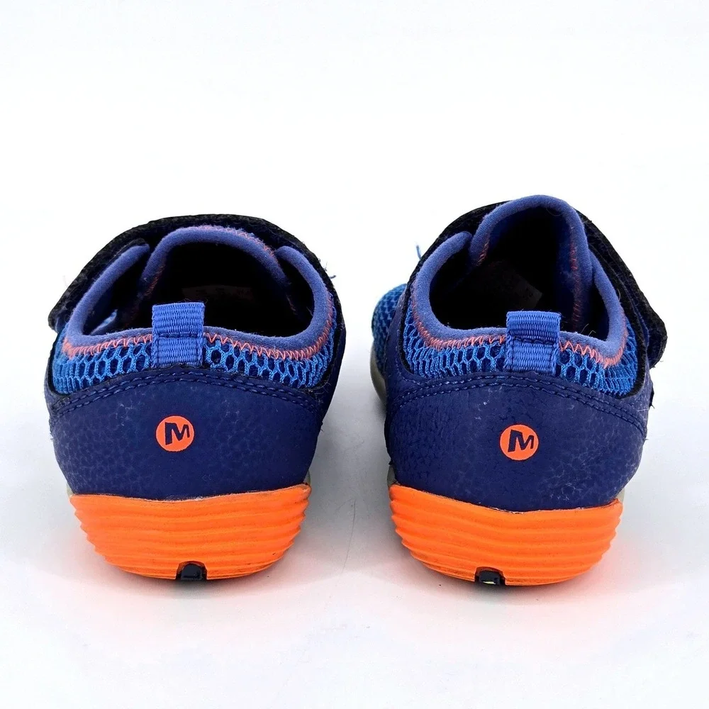 Merrell Kids Bare Steps H2O Water Shoes Blue Orange Wide Trail Sandals 10 WIDE